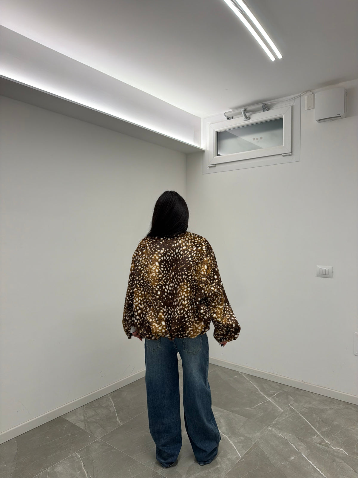bambi bomber camoscio oversize