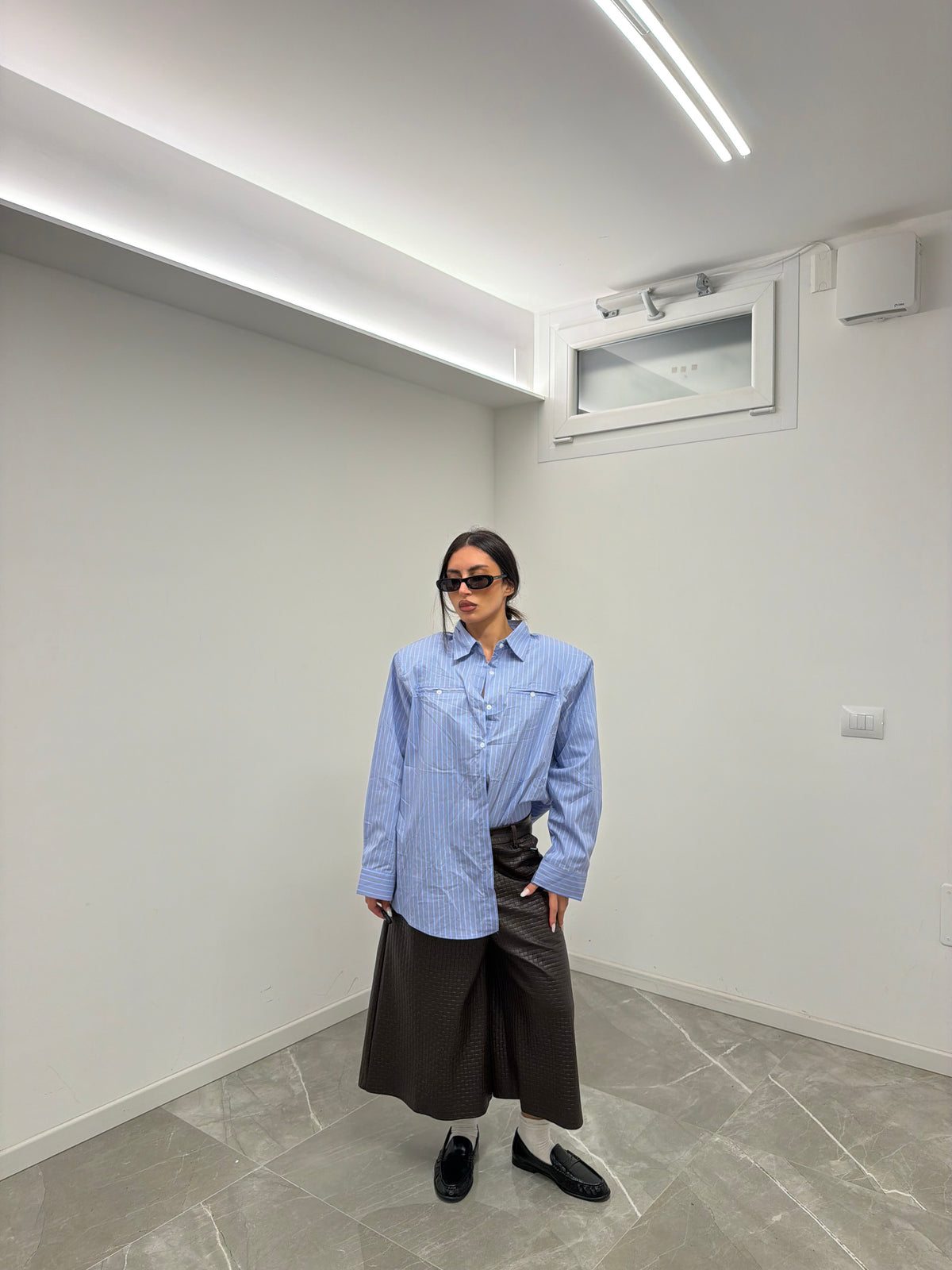 camicia oversize celeste