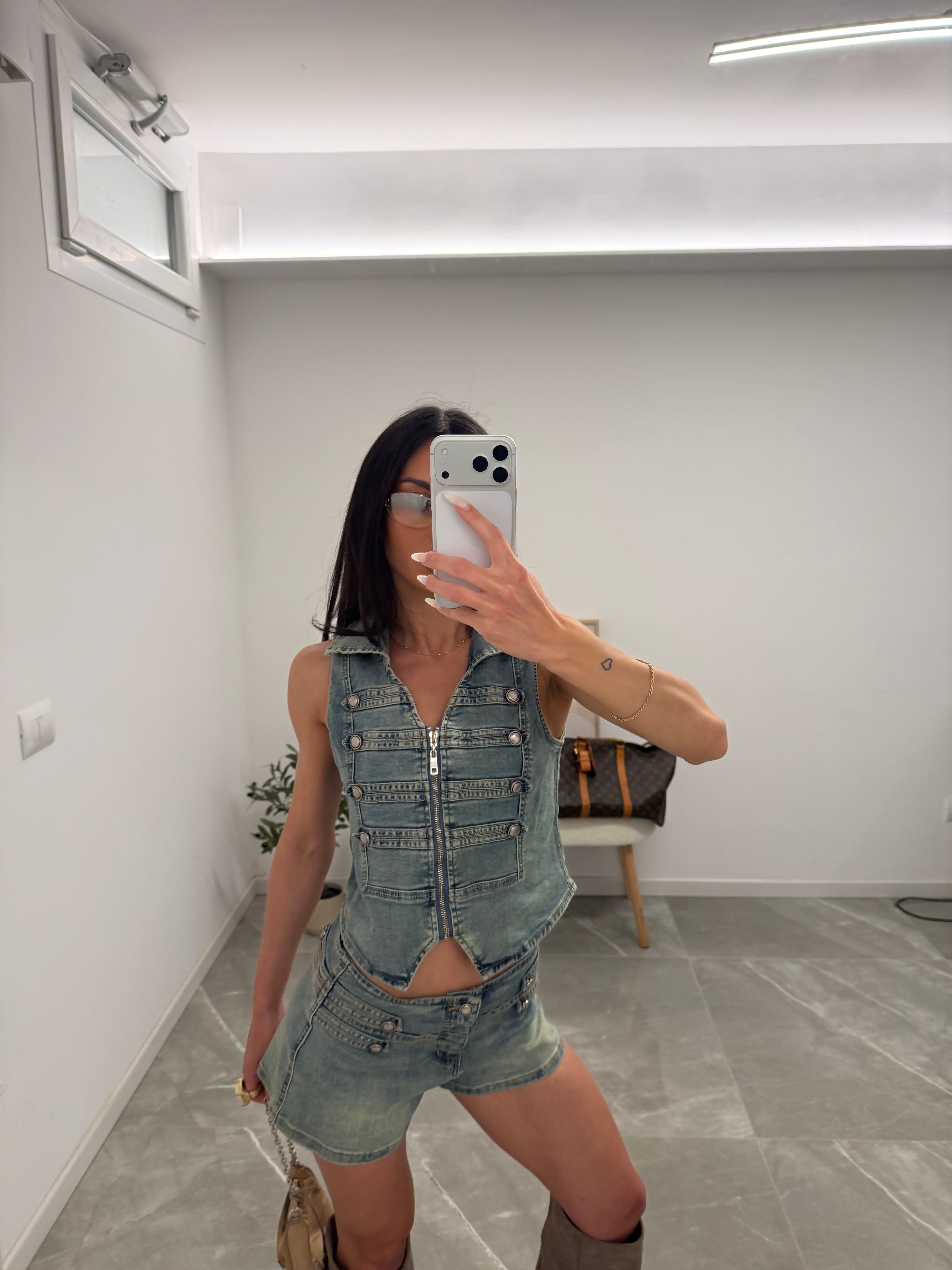 coordset korean napoleon in denim