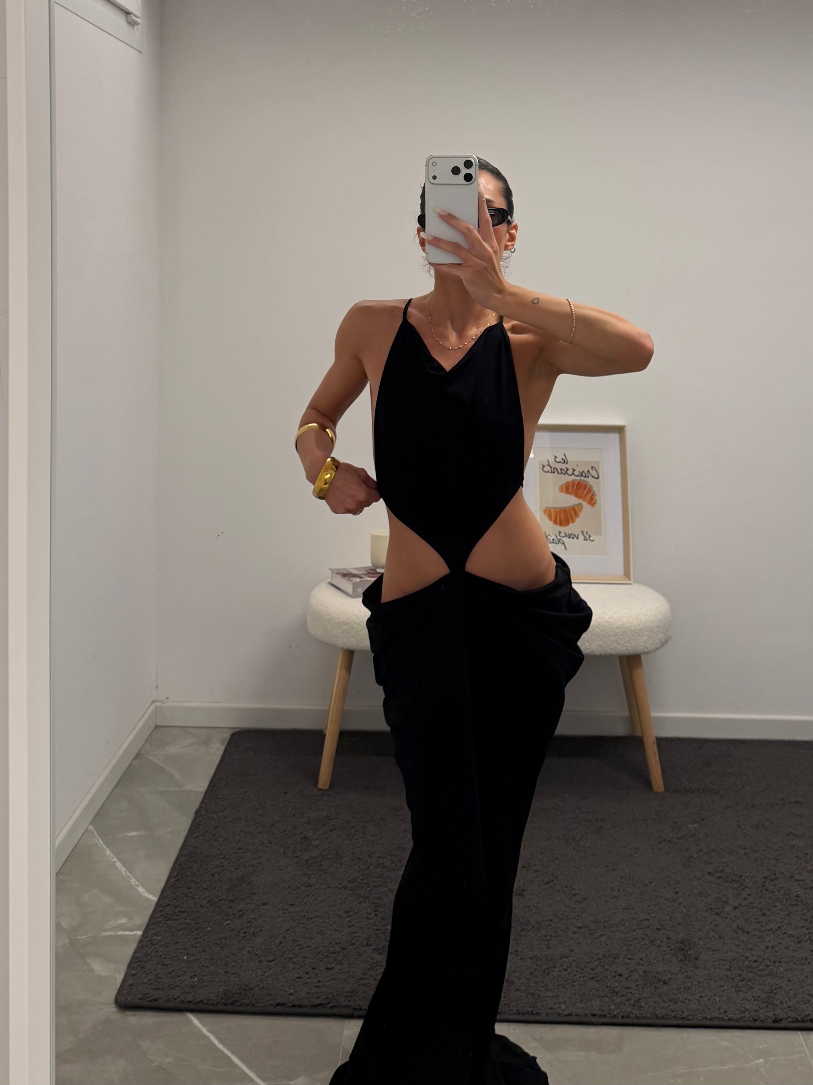 maxi cut out asymmetrical dress deep