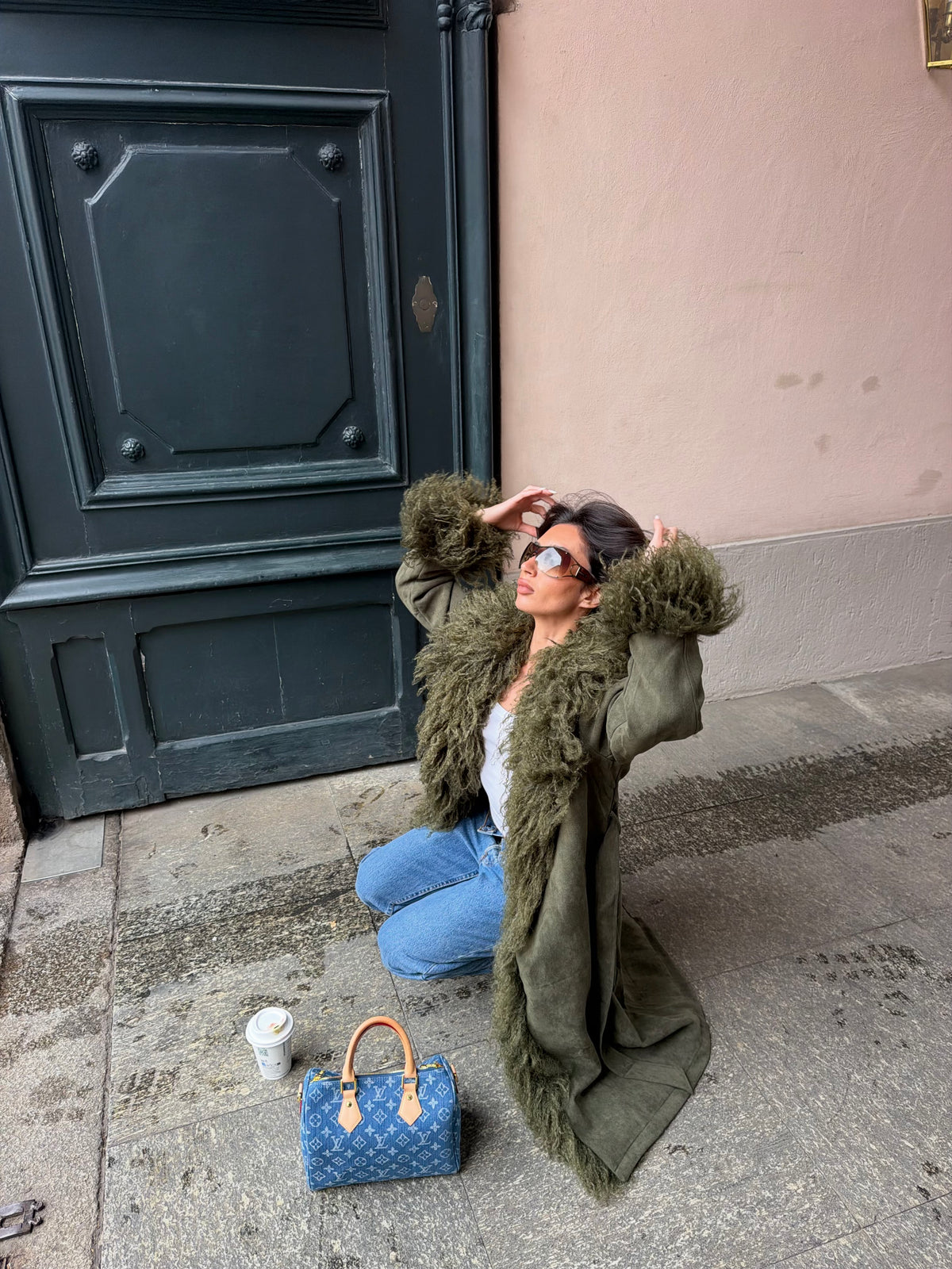 Manteau Suede Mongolia Coat Green Olive